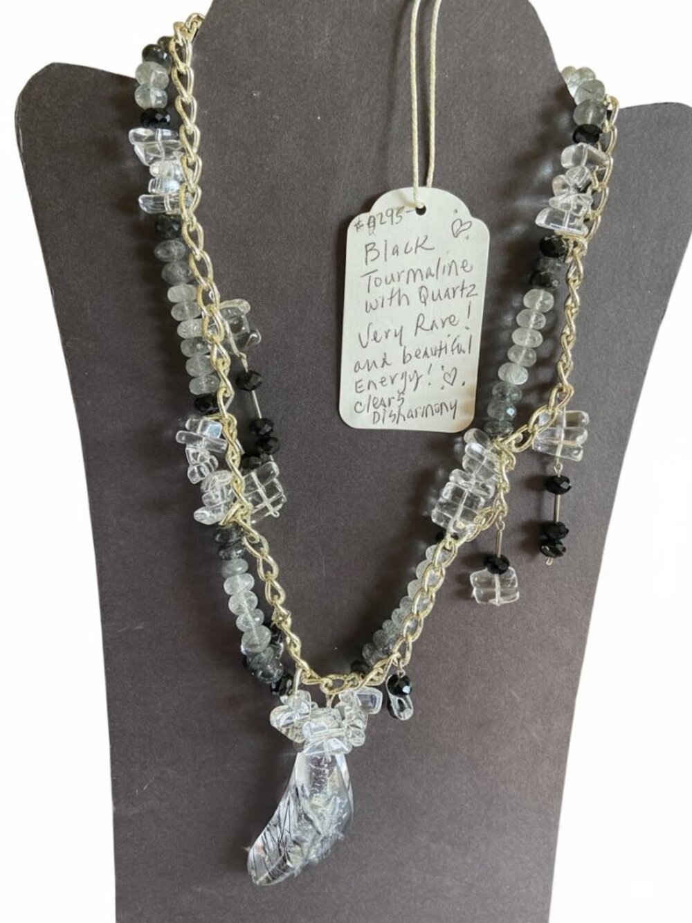Black Tourmaline w/Quartz Necklace
